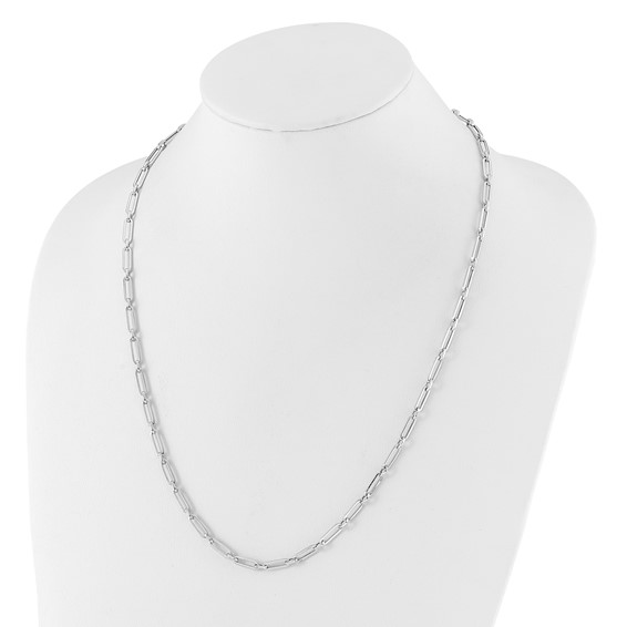 Leslie's 10K White Gold Polished Flat Oval Link Necklace
