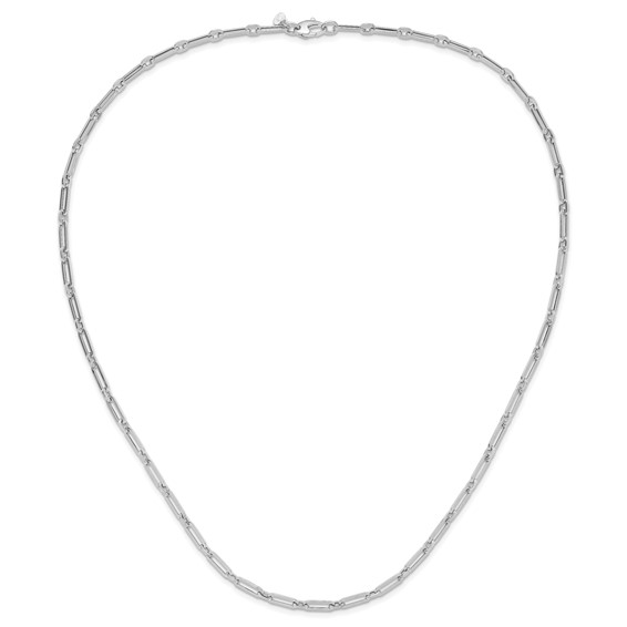 Leslie's 10K White Gold Polished Flat Oval Link Necklace