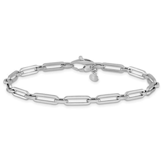 Leslie's 10K White Gold Polished Flat Oval Link Bracelet
