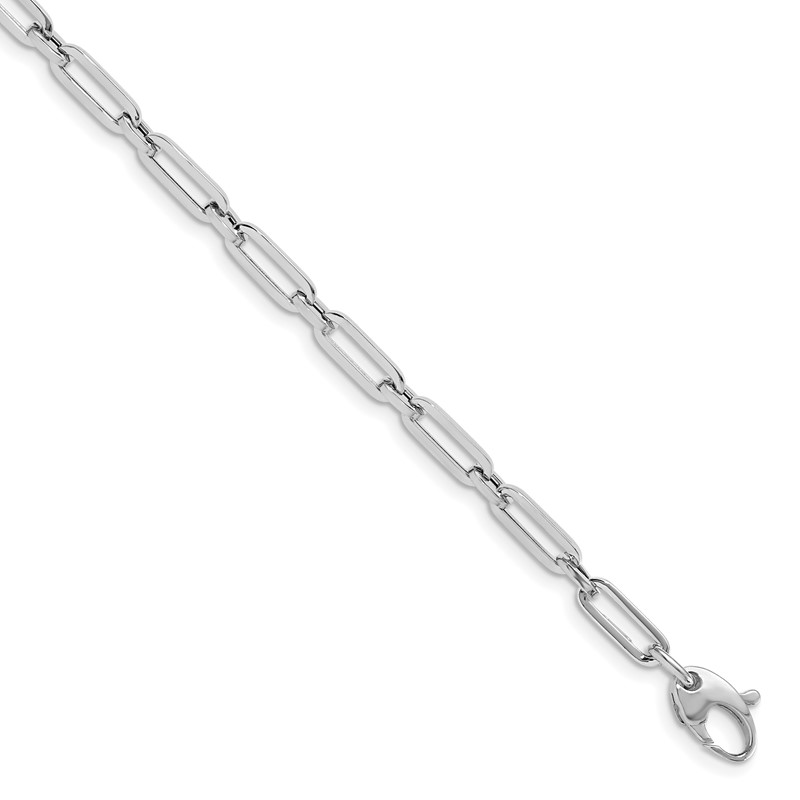10K White Gold Polished Flat Oval Link Bracelet