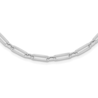 Leslie's 10K White Gold Polished Flat Oval Link Necklace