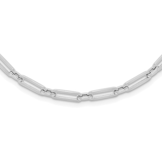 Leslie's 10K White Gold Polished Flat Oval Link Necklace