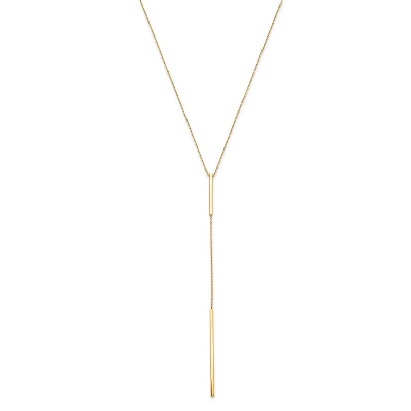 10K Polished Y-drop Bar w/ 1in ext. Necklace