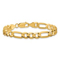 10K 6.75mm Yellow Gold Concave Open Figaro Chain view 3
