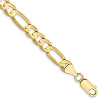 10K 6.75mm Yellow Gold Concave Open Figaro Chain view 1