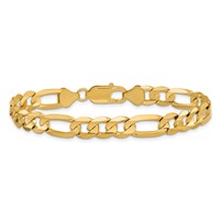 10K 7.5mm Yellow Gold Concave Open Figaro Chain view 3