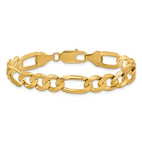 10K 8.75mm Yellow Gold Concave Open Figaro Chain view 3