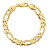 10K 8.75mm Yellow Gold Concave Open Figaro Chain view 4