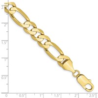 10K 8.75mm Yellow Gold Concave Open Figaro Chain view 2