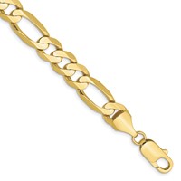 10K 8.75mm Yellow Gold Concave Open Figaro Chain view 1