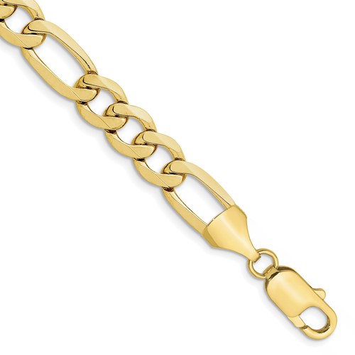 10K 10mm Yellow Gold Concave Open Figaro Chain