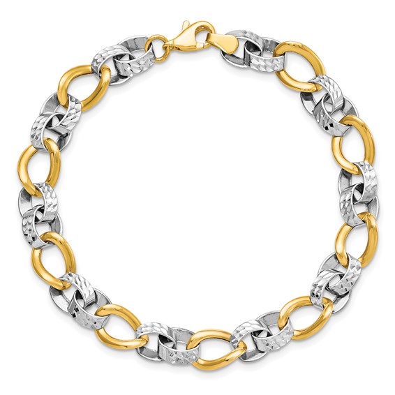 Leslie's 10K Two-tone Polished and D/C Link Bracelet