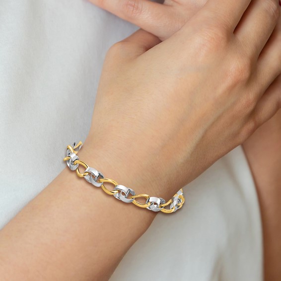 Leslie's 10K Two-tone Polished and D/C Link Bracelet