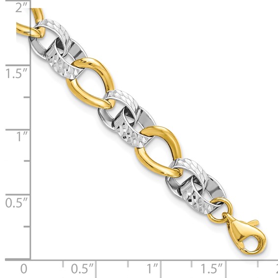 Leslie's 10K Two-tone Polished and D/C Link Bracelet