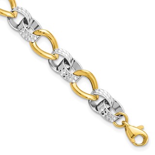 Leslie's 10K Two-tone Polished and D/C Link Bracelet