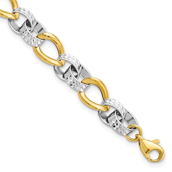 Leslie's 10K Two-tone Polished and D/C Link Bracelet