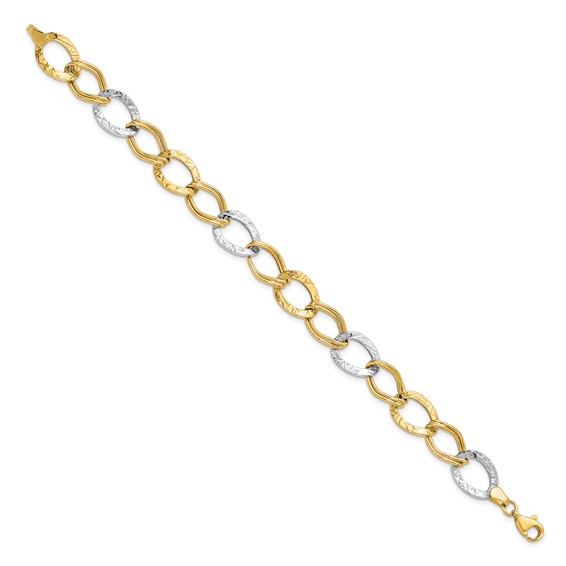 Leslie's 10K Two-tone Polished and Textured Link Bracelet