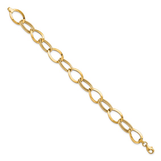 Leslie's 10K Polished and Textured Link Bracelet
