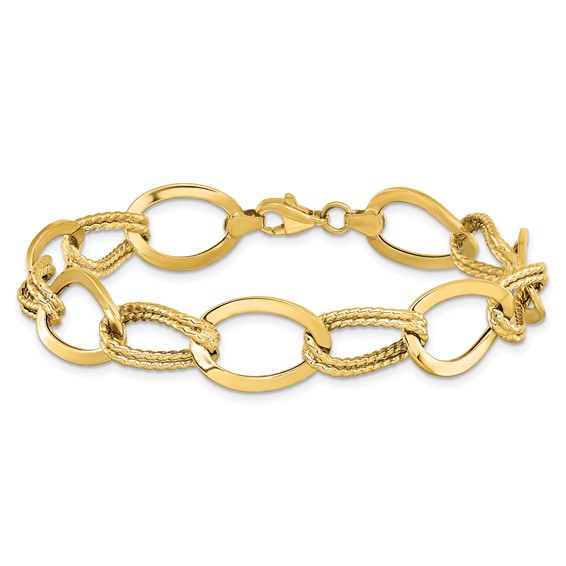 Leslie's 10K Polished and Textured Link Bracelet