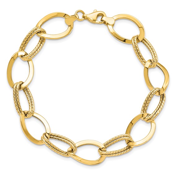 Leslie's 10K Polished and Textured Link Bracelet