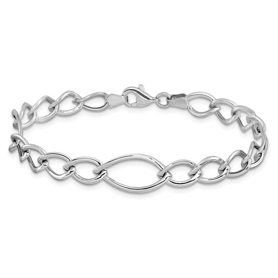 Leslie's 10K White Gold Polished Link Bracelet