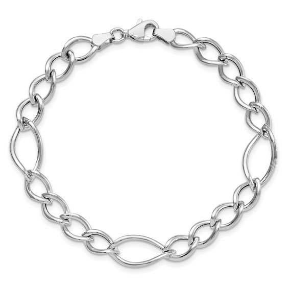 Leslie's 10K White Gold Polished Link Bracelet