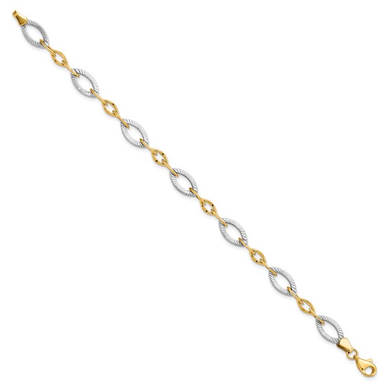 Leslie's 10K Two-tone Polished and Textured Link Bracelet