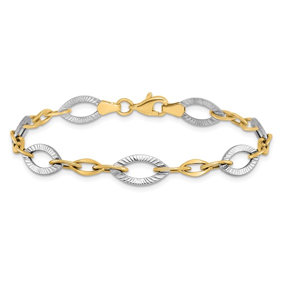Leslie's 10K Two-tone Polished and Textured Link Bracelet
