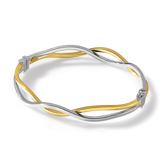 Leslie's 10K w/ White Rhodium Polished Twisted Bangle Bracelet