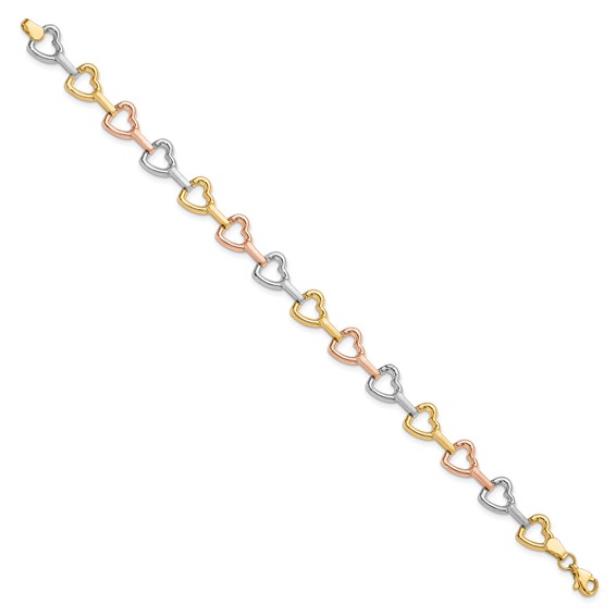Leslie's 10K Tri-color Heart Bracelet