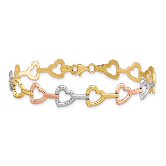 Leslie's 10K Tri-color Heart Bracelet