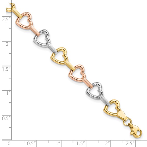 Leslie's 10K Tri-color Heart Bracelet