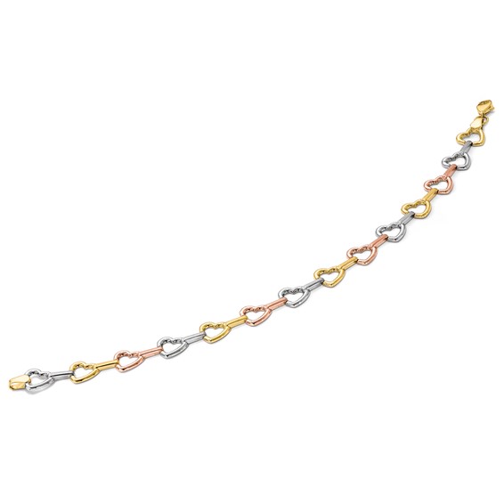 Leslie's 10K Tri-color Heart Bracelet