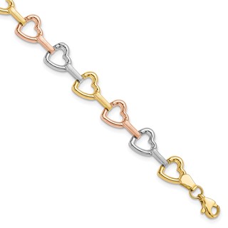 Leslie's 10K Tri-color Heart Bracelet