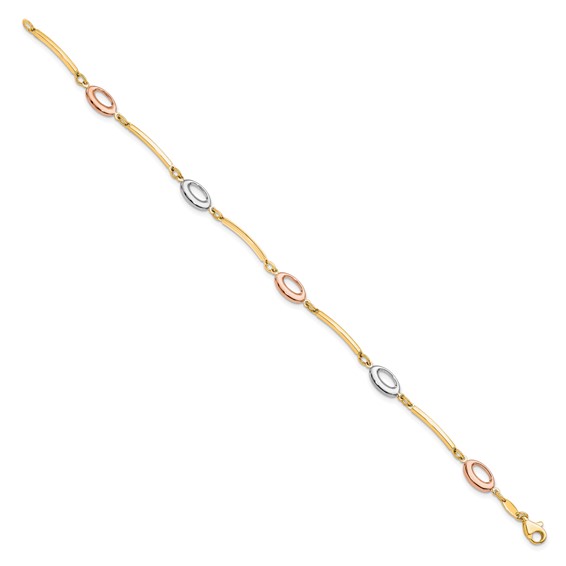Leslie's 10K Tri-Color Polished Bracelet