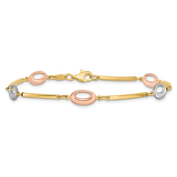Leslie's 10K Tri-Color Polished Bracelet