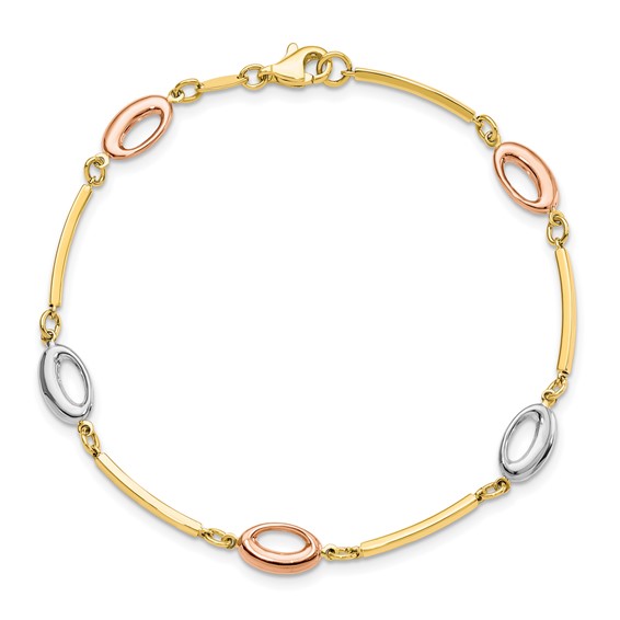 Leslie's 10K Tri-Color Polished Bracelet
