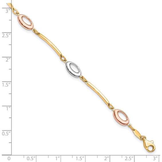 Leslie's 10K Tri-Color Polished Bracelet