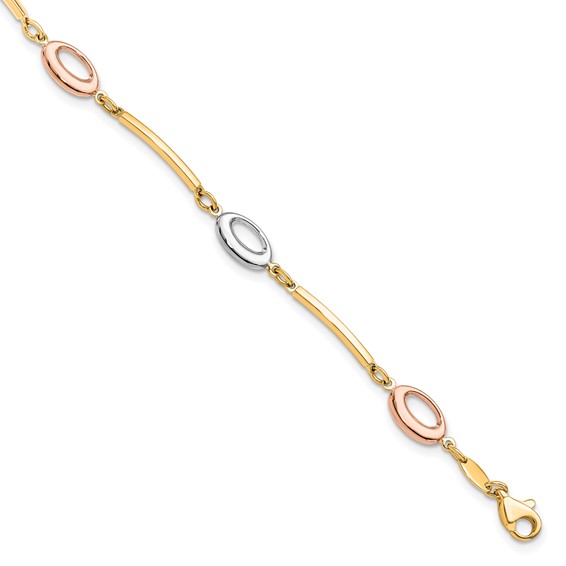 Leslie's 10K Tri-Color Polished Bracelet