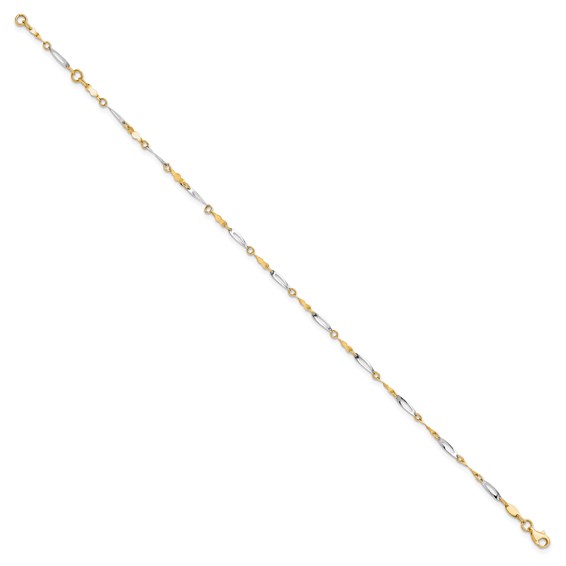 Leslie's 10K Two-tone Twisted Link 9 inch Plus 1 inch Extender - Total 10 inch Anklet