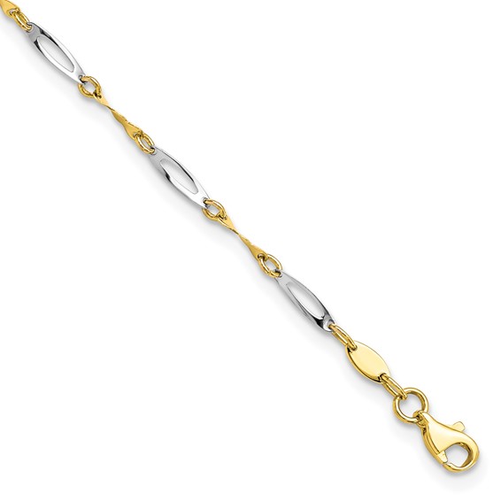 Leslie's 10K Two-tone Twisted Link 9 inch Plus 1 inch Extender - Total 10 inch Anklet