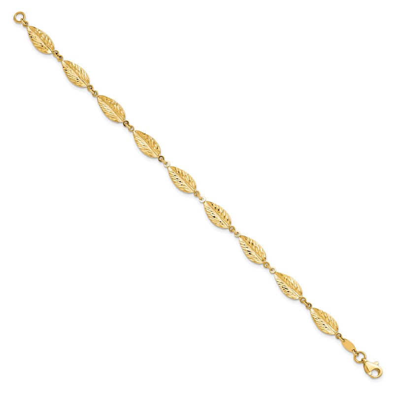 10K Polished Leaf Bracelet