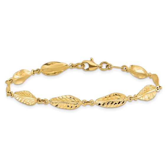 Leslie's 10K Polished Leaf Bracelet