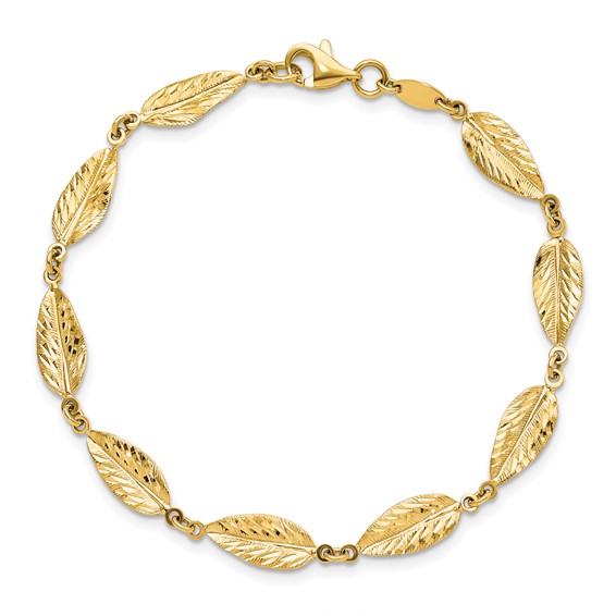 Leslie's 10K Polished Leaf Bracelet