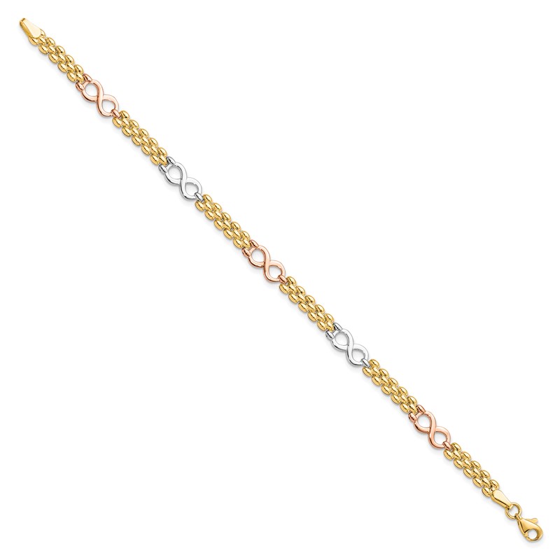 10K Tri-color Reversible Infinity Bracelet