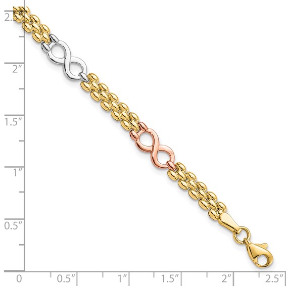 Leslie's 10K Tri-color Reversible Infinity Bracelet