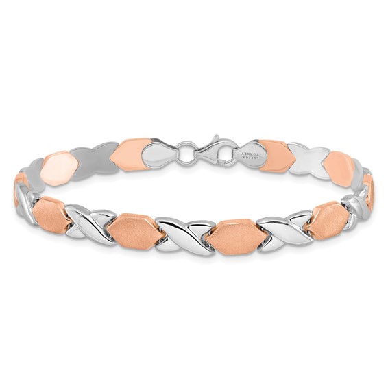 Leslie's 10K Rose and White Gold X/O Fancy Bracelet