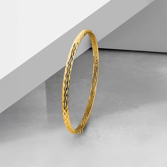 Leslie's 10K Polished and D/C Hinged Bangle