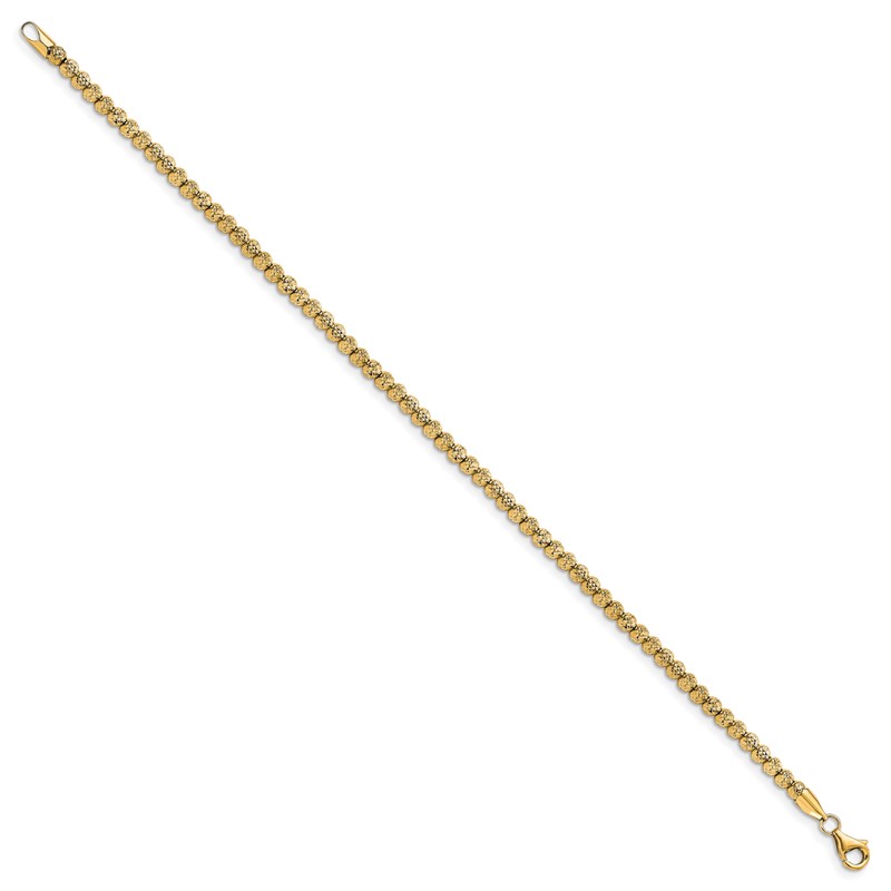 10K Polished Fancy Link D/C Beaded Bracelet