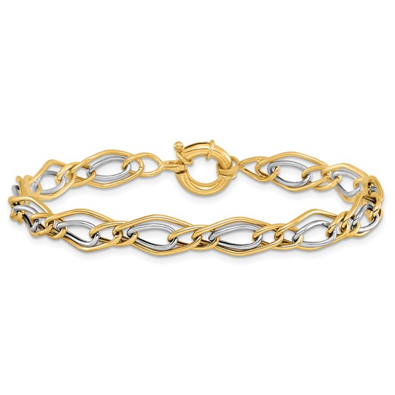 Leslie's 10K Yellow w/Rhodium-plated Polished Bracelet